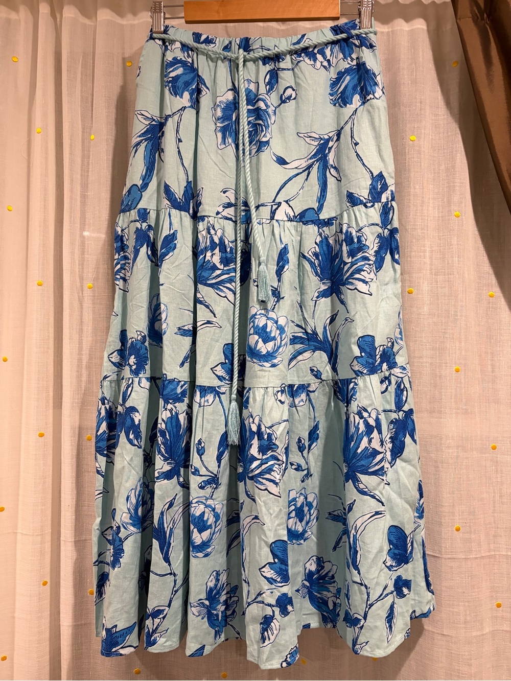 Cynthia Rowley  Blue Floral Tiered Maxi Skirt/ size small